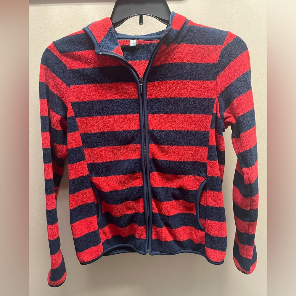 Uniqlo Women's Striped Full Zip Fleece Hoodie